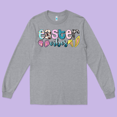 Easter Vibes Easter Day Long Sleeve Tee Designed By Howdyjamesfarm