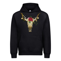 Black bull skull with rose and flowers Urban Hoodie - Artiststas