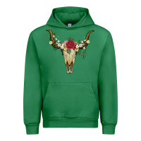 Emerald bull skull with rose and flowers Urban Hoodie - Artiststas