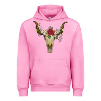 Fuchsia Pink bull skull with rose and flowers Urban Hoodie - Artiststas
