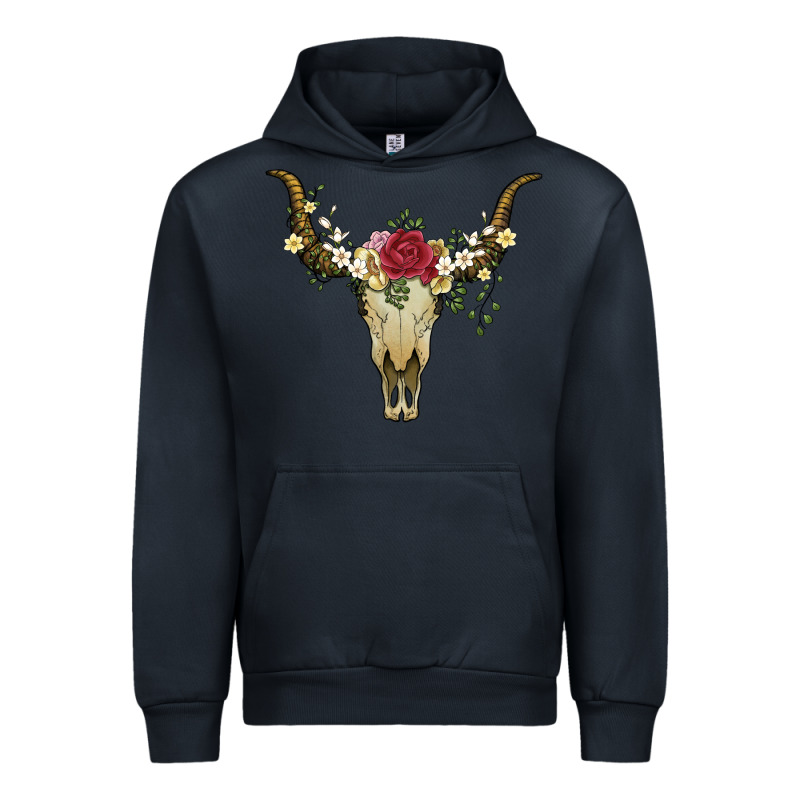 Bull Skull With Rose And Flowers Urban Hoodie by Artiststas | Teevron