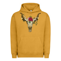 Pigment Peanut Butter bull skull with rose and flowers Urban Hoodie - Artiststas