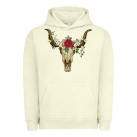 Pigment Pistachio bull skull with rose and flowers Urban Hoodie - Artiststas