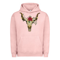Pigment Salmon bull skull with rose and flowers Urban Hoodie - Artiststas