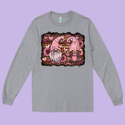Valentines Day Gnomes Couple Long Sleeve Tee Designed By Jasminsmagicworld