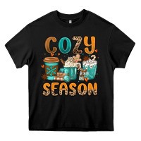 Black cozy season winter coffee cups Heavy Core Tee - MaliasSmallBusiness