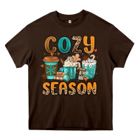 Chocolate Brown cozy season winter coffee cups Heavy Core Tee - MaliasSmallBusiness