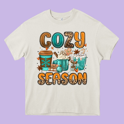 Cozy Season Winter Coffee Cups Heavy Core Tee Designed By Maliassmallbusiness