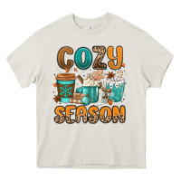Cream cozy season winter coffee cups Heavy Core Tee - MaliasSmallBusiness