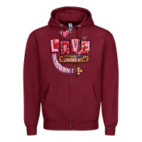 Burgundy Valentines Day Love Vacant Zipper Hoodie - FaDigitalArtStudio