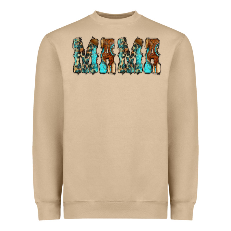 Mama Turquoise Tooled Heavyweight Sweatshirt by CowCowDesign | Teevron