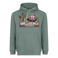Sage I Want a Hippopotamus for Christmas Heavyweight Hoodie - CowhideDigitalArt