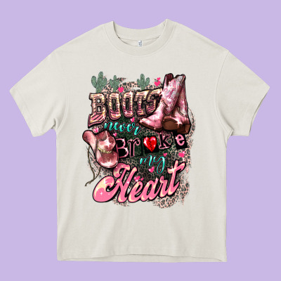 Boots Never Broke My Heart Heavy Core Tee Designed By Nancycooperartshop