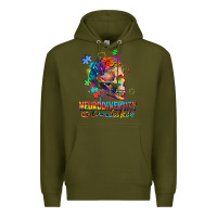 Army Green Neurodiversity Is Beautiful Premium Hoodie - FaDigitalArtStudio