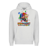 Dove Grey Neurodiversity Is Beautiful Premium Hoodie - FaDigitalArtStudio