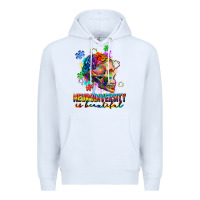 White Neurodiversity Is Beautiful Premium Hoodie - FaDigitalArtStudio