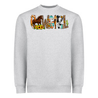 Heather Grey Cowgirl Horse Min Heavyweight Sweatshirt - CowCowDesign