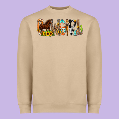Cowgirl Horse Min Heavyweight Sweatshirt Designed By Cowcowdesign