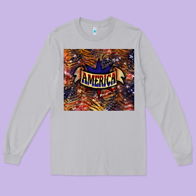 Tiger America Tumbler 4th Of July Long Sleeve Tee Designed By Howdyjamesfarm
