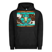 Pigment Black bull skull and turquoise cowhide tumbler Urban Hoodie - Artiststas