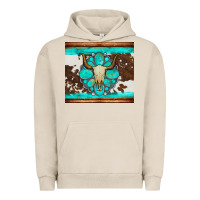 Pigment French Oak bull skull and turquoise cowhide tumbler Urban Hoodie - Artiststas