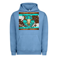 Pigment Pebble Blue bull skull and turquoise cowhide tumbler Urban Hoodie - Artiststas