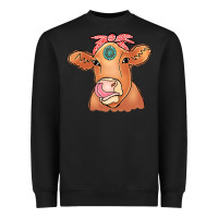 Black Cow  Turquoise Heavyweight Sweatshirt - CowCowDesign