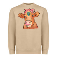 Mushroom Cow  Turquoise Heavyweight Sweatshirt - CowCowDesign