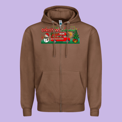 Christmas Is Coming Zipper Hoodie Designed By Bundleandbundleshop