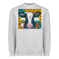 Heather Grey Cows Gemstone Sunflowers Tumbler Heavyweight Sweatshirt - CowCowDesign