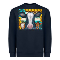 Navy Cows Gemstone Sunflowers Tumbler Heavyweight Sweatshirt - CowCowDesign