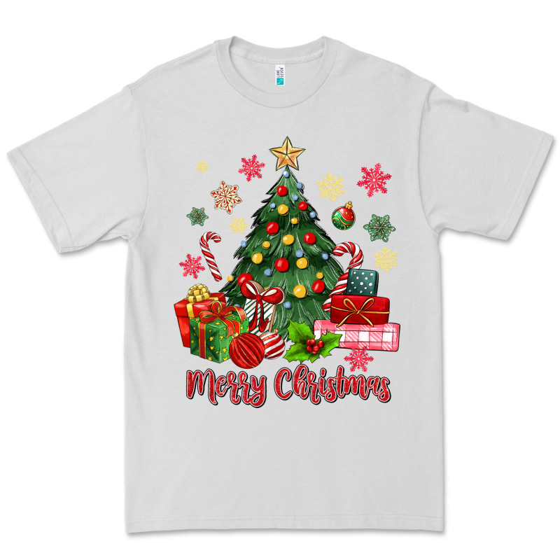 Merry Christmas Tree With Gift Box Premium Tee by MaliasSmallBusiness | Teevron