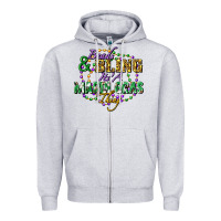 Heather Grey heads and bling it's' a mardi gras thing Zipper Hoodie - FaDigitalArtStudio