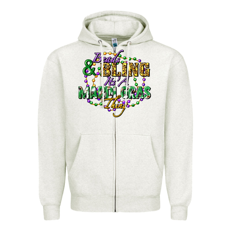 Heads And Bling It's' A Mardi Gras Thing Zipper Hoodie by FaDigitalArtStudio | Teevron