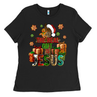 Black The real gift is Jesus Ladies Tee - NancyCooperArtShop