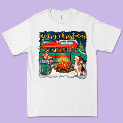 Merry Christmas With Camper Van Premium Tee Designed By Nancycooperartshop