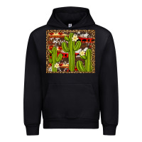 Black aztec cowhide cactus background Urban Hoodie - Artiststas