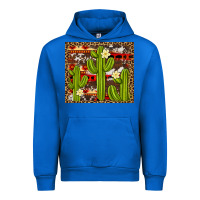 Cobalt aztec cowhide cactus background Urban Hoodie - Artiststas