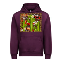 Mauve Wine aztec cowhide cactus background Urban Hoodie - Artiststas