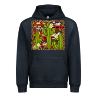 Navy aztec cowhide cactus background Urban Hoodie - Artiststas