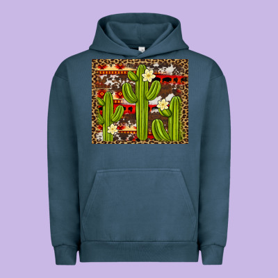 Aztec Cowhide Cactus Background Urban Hoodie Designed By Artiststas