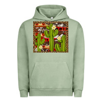 Pigment Oil Green aztec cowhide cactus background Urban Hoodie - Artiststas