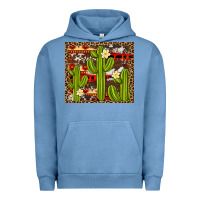 Pigment Pebble Blue aztec cowhide cactus background Urban Hoodie - Artiststas