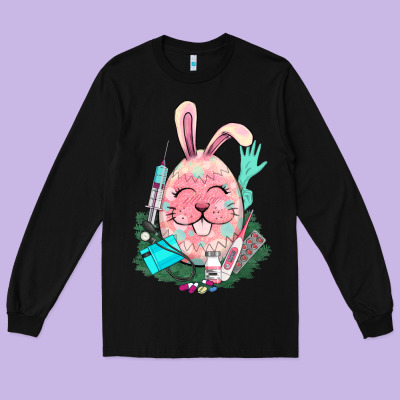 Easter Egg Nurse Easter Day Long Sleeve Tee Designed By Howdyjamesfarm