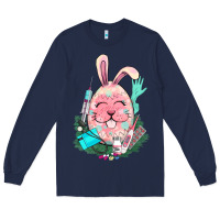 Navy Easter egg Nurse Easter Day Long Sleeve Tee - HowdyJamesFarm