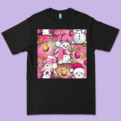 Pink Christmas Cute Snowman Premium Tee Designed By Nancycooperartshop