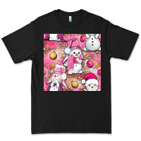 Black Pink Christmas cute snowman Premium Tee - NancyCooperArtShop