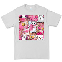 Dove Grey Pink Christmas cute snowman Premium Tee - NancyCooperArtShop