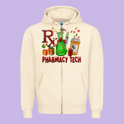 Pharmacy Tech Christmas Zipper Hoodie Designed By Fadigitalartstudio