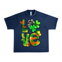Navy st.patrick love with clover Urban Heavy Tee - NancyCooperArtShop
